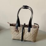 {Style No: WX576EYI} MINI TOUJOURS BAG 23 IN BEIGE CANNAGE CALFSKIN BLACK STRAP