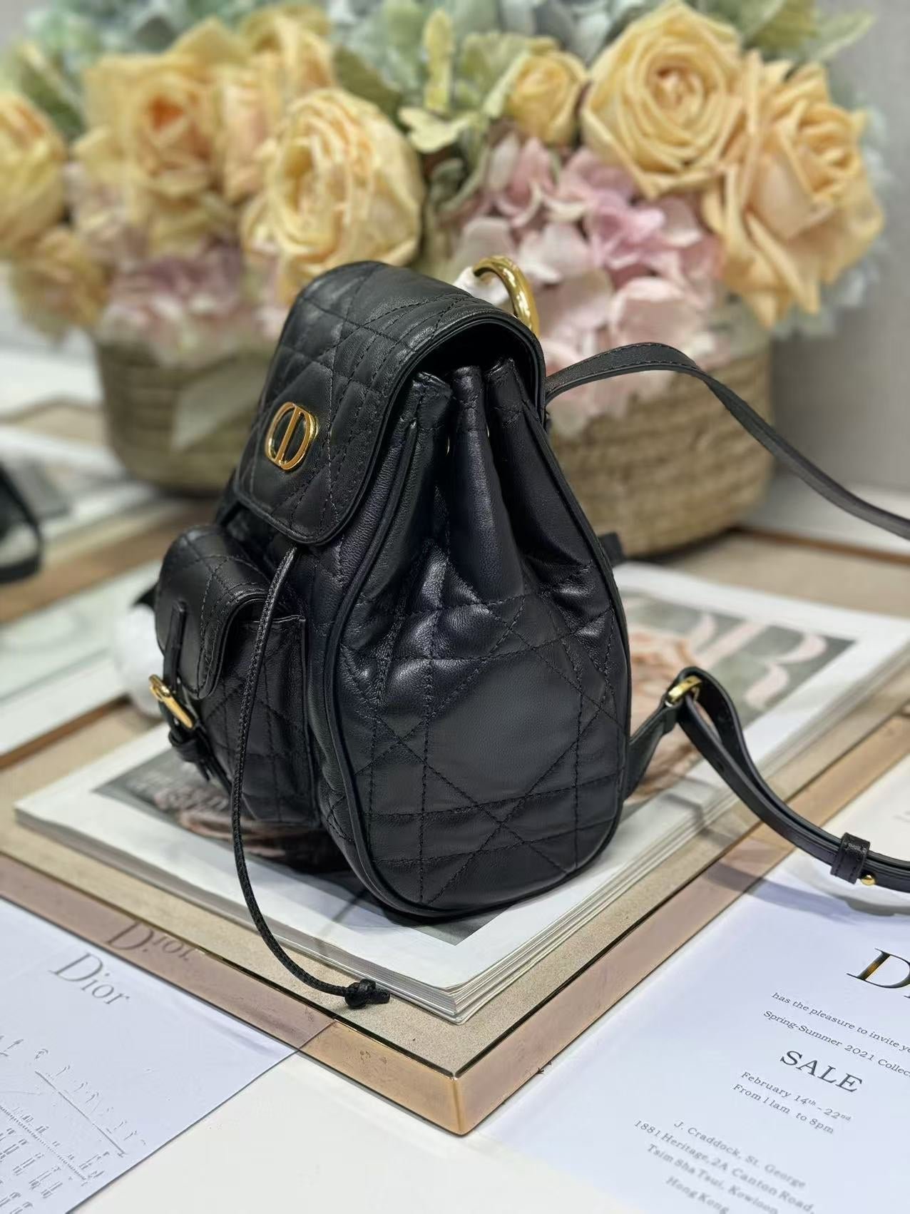 {Style No: C8RHK6KS} SMALL CARO BACKPACK 20 IN BLACK MACROCANNAGE LAMBSKIN - Image 3