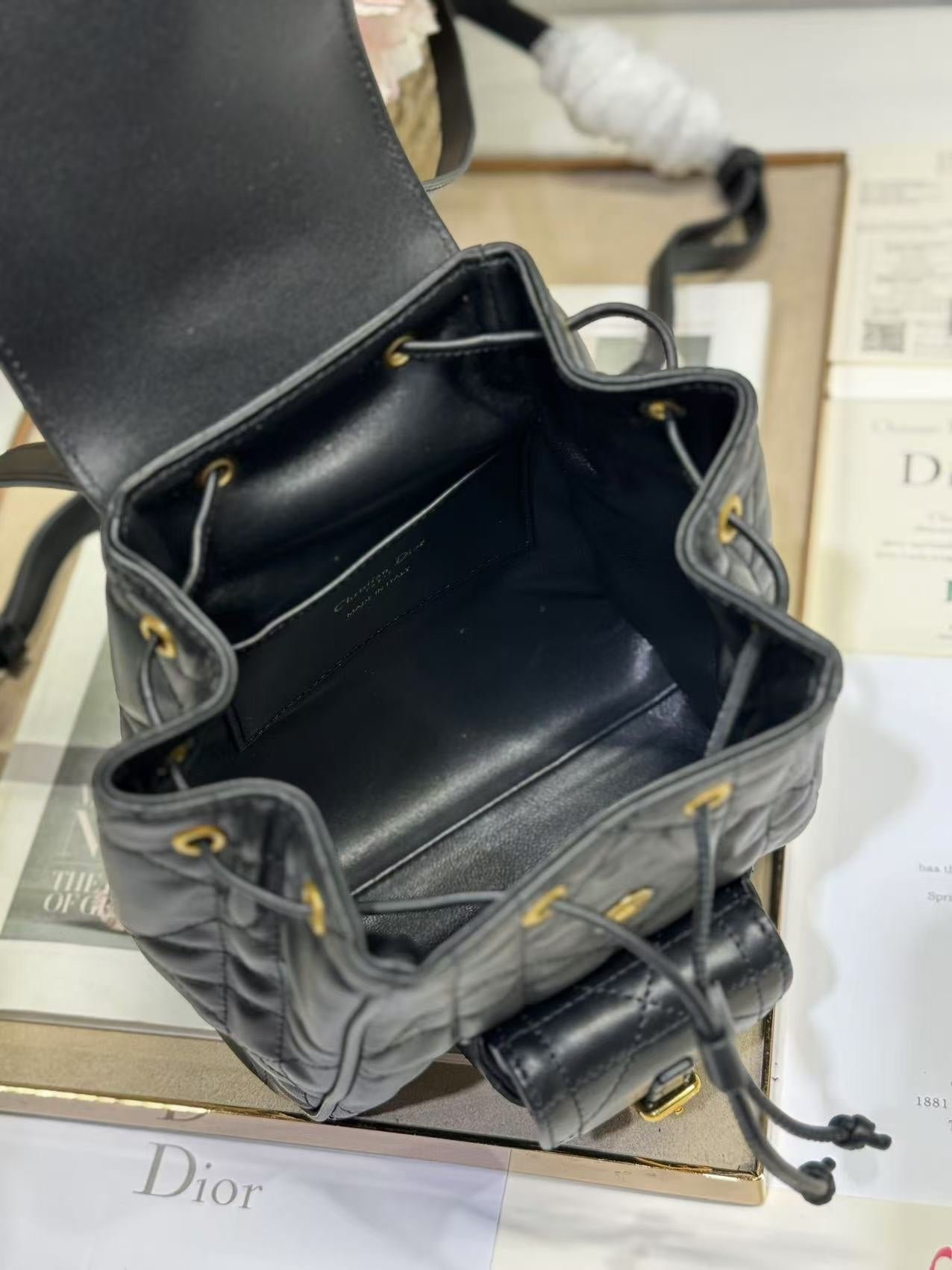 {Style No: C8RHK6KS} SMALL CARO BACKPACK 20 IN BLACK MACROCANNAGE LAMBSKIN - Image 7