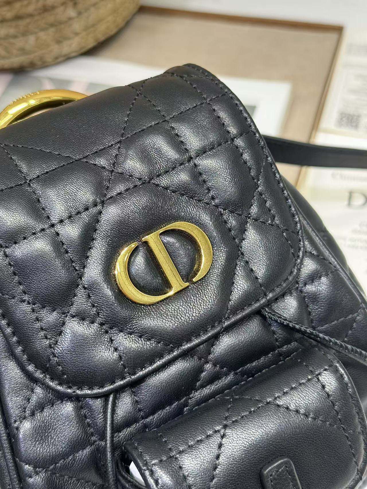 {Style No: C8RHK6KS} SMALL CARO BACKPACK 20 IN BLACK MACROCANNAGE LAMBSKIN - Image 8