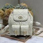 {Style No: 5BGOS231} MEDIUM CARO BACKPACK 27 IN WHITE MACROCANNAGE LAMBSKIN