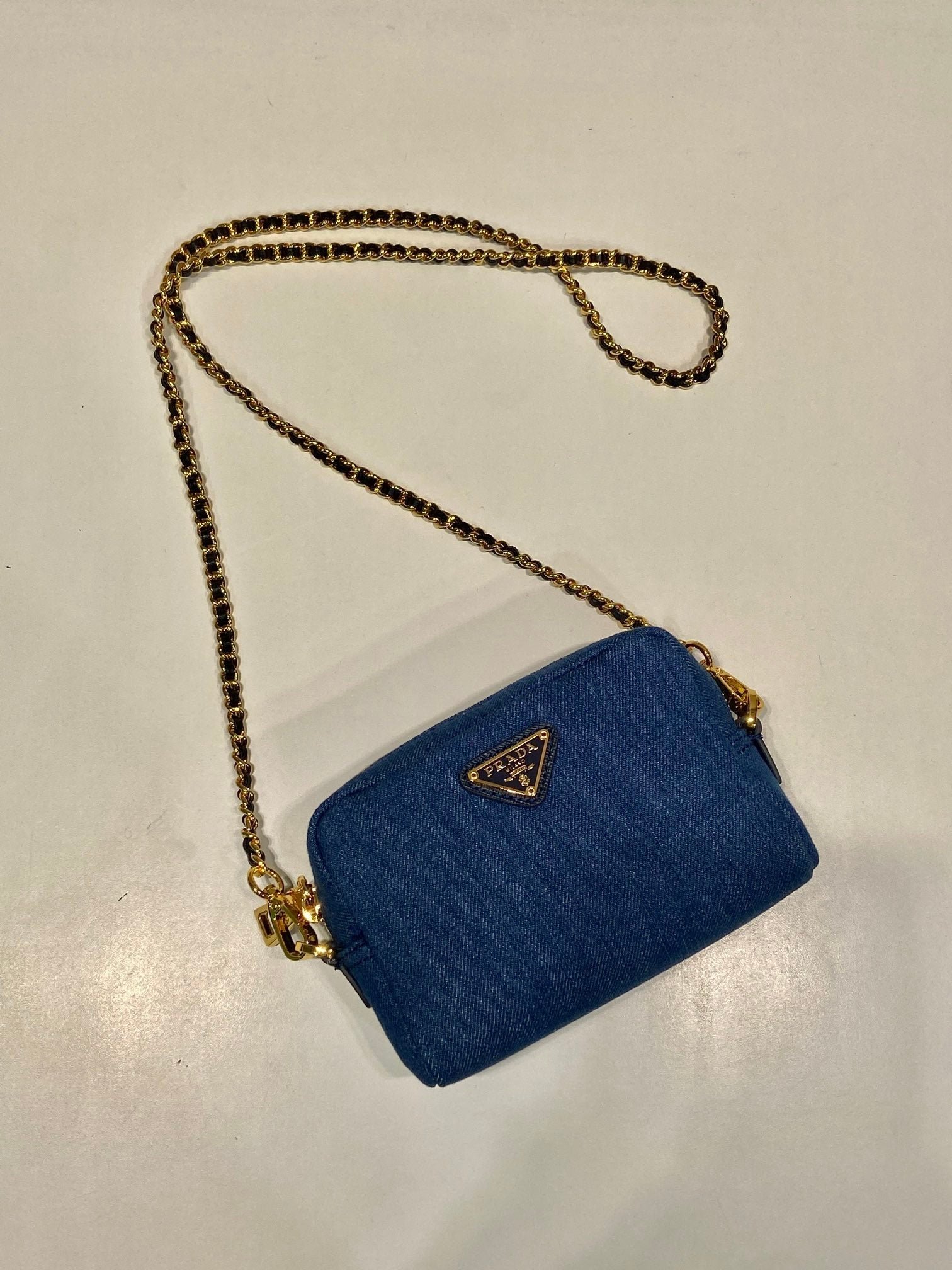 {Style No: 7SVGG6LR} MINI BAG 14 IN AZURE BLUE DENIM GOLD HARDWARE - Image 7