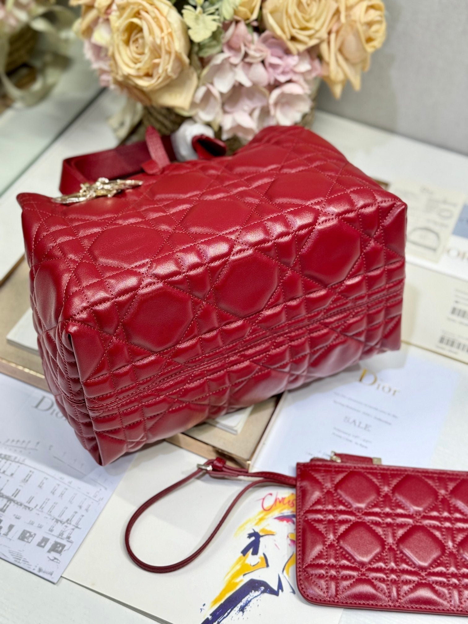 {Style No: OEOKCFQP} SMALL 28 TOUJOURS BAG IN RUBY RED MACROCANNAGE LAMBSKIN - Image 5