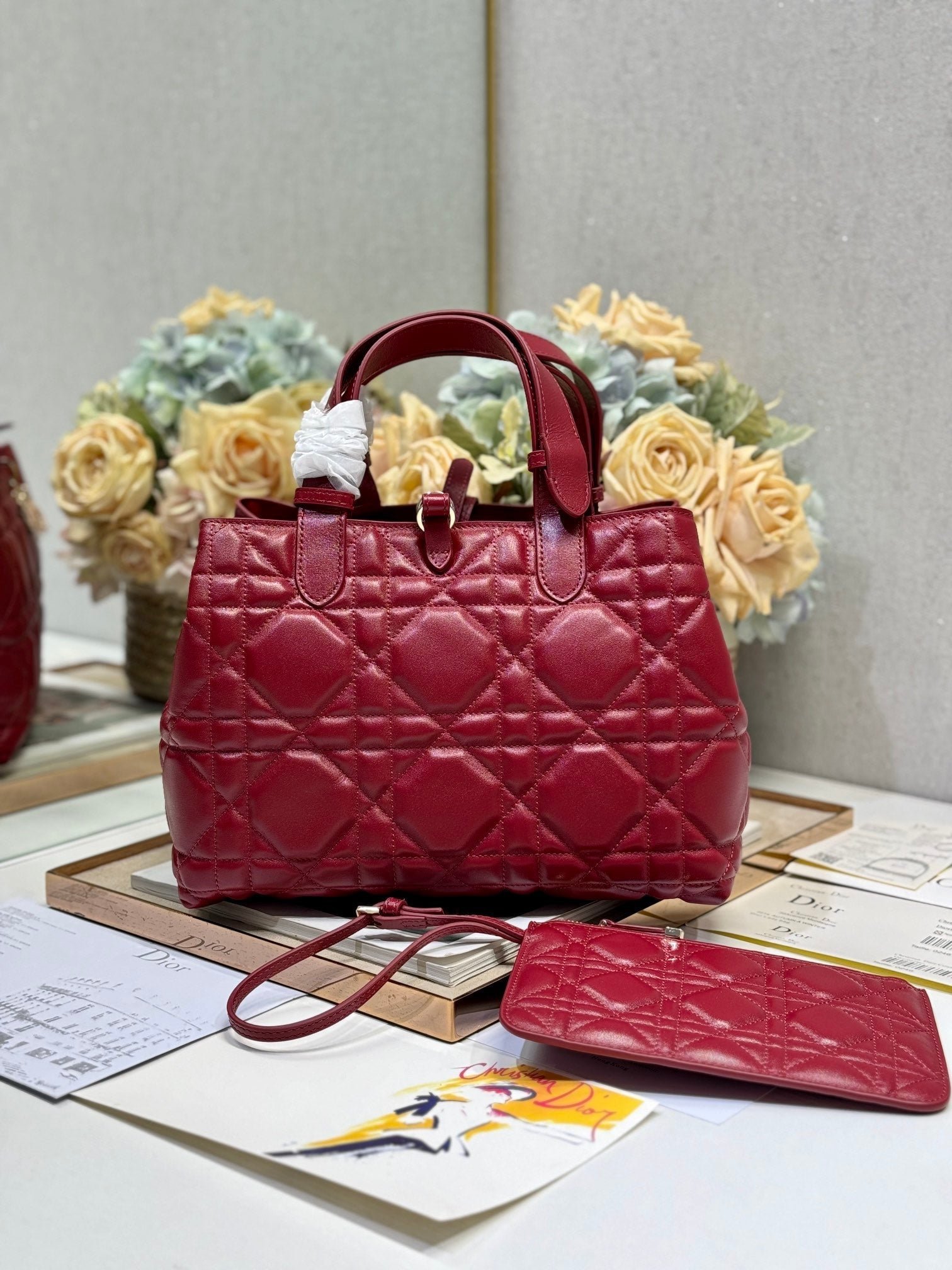{Style No: OEOKCFQP} SMALL 28 TOUJOURS BAG IN RUBY RED MACROCANNAGE LAMBSKIN - Image 3