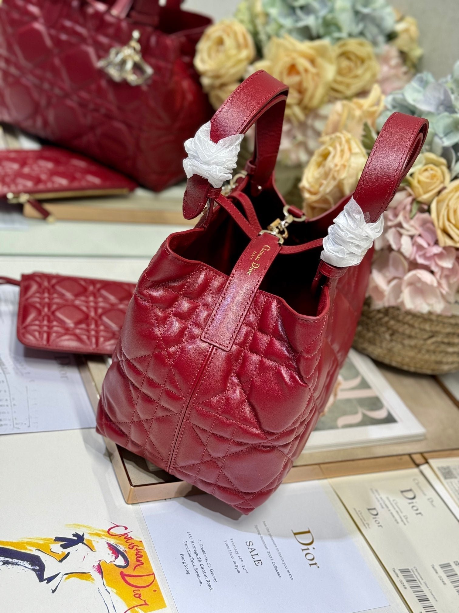 {Style No: OEOKCFQP} SMALL 28 TOUJOURS BAG IN RUBY RED MACROCANNAGE LAMBSKIN - Image 4