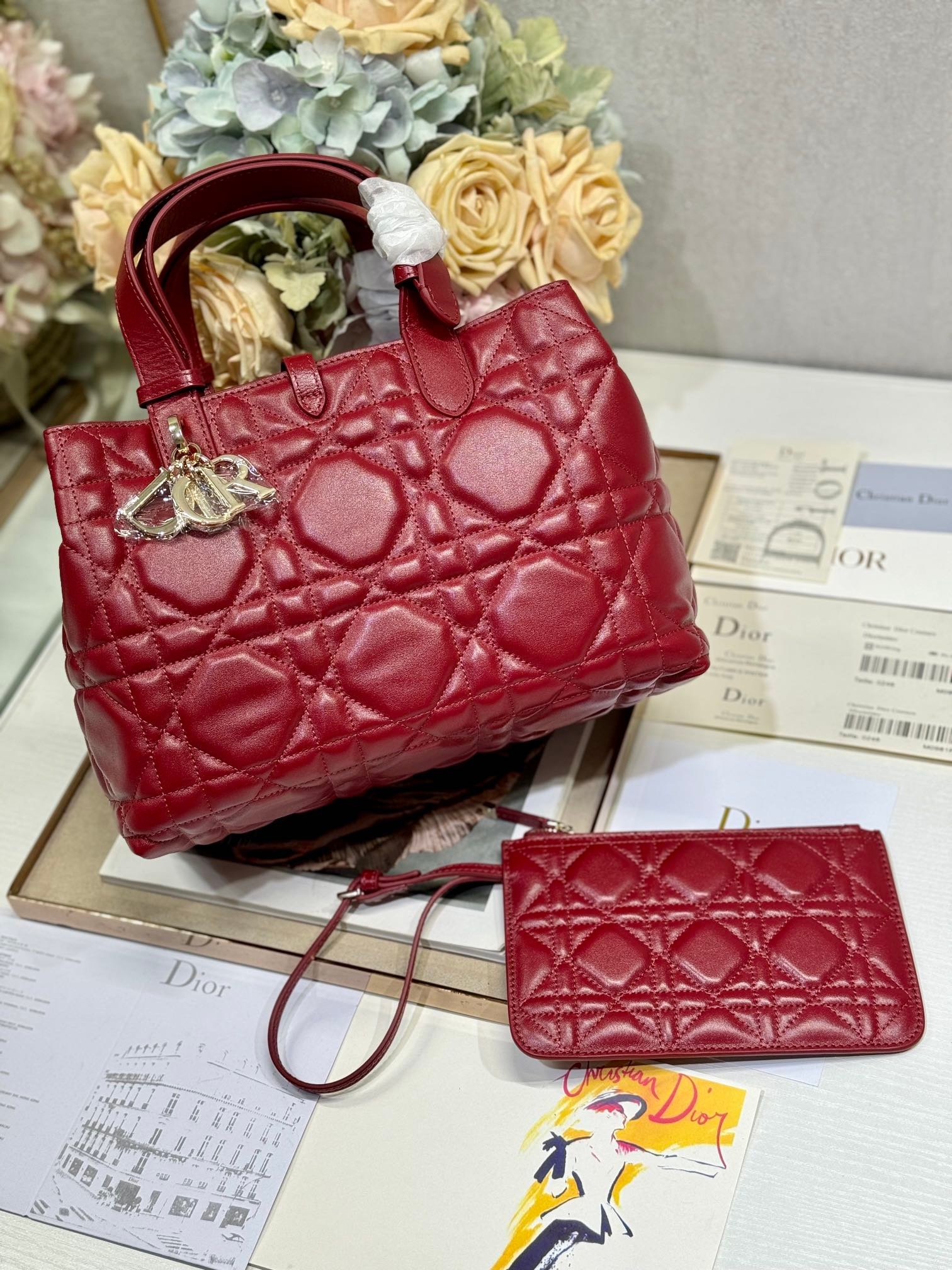{Style No: OEOKCFQP} SMALL 28 TOUJOURS BAG IN RUBY RED MACROCANNAGE LAMBSKIN - Image 2