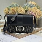 {Style No: 42QCJ6JQ} MONTAIGNE EAST-WEST BAG 24 IN BLACK LAMBSKIN AND MONOGRAM OBLIQUE JACQUARD