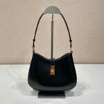 {Style No: 1RQVMQLH} CLEO SHOULDER BAG 22 IN BLACK BRUSHED LAMBSKIN WITH CLASP CLOSURE