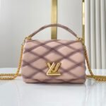 {Style No: F9D59ZR7} GO-14 MM 23 IN LIGHT PINK QUILTED LAMBSKIN GOLD HARDWRE