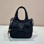 {Style No: M29QYJR4} MINI BOW TOTE BAG 18 IN BLACK PADDED NYLON FABRIC