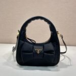 {Style No: RPSGXC5V} BOW HOBO BAG 22 IN BLACK RE-NYLON AND LAMBSKIN