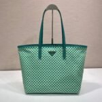 {Style No: VW2IY99S} TOTE BAG 33 IN FOREST GREEN MIX CREAM TRIANGLE PATTERN EMBROIDERED FABRIC