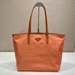{Style No: IP3AD4HP} TOTE BAG 33 IN ORANGE MIX WHITE TRIANGLE PATTERN EMBROIDERED FABRIC