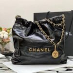 {Style No: 3OAD7WSA} CC HOBO BAG 22 BLACK LAMBSKIN GOLD HARDWARE