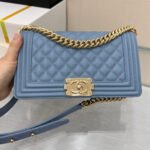 {Style No: 7B885WLN} BOY BAG MEDIUM 25 CLOUD BLUE CAVIAR GOLD HARDWARE