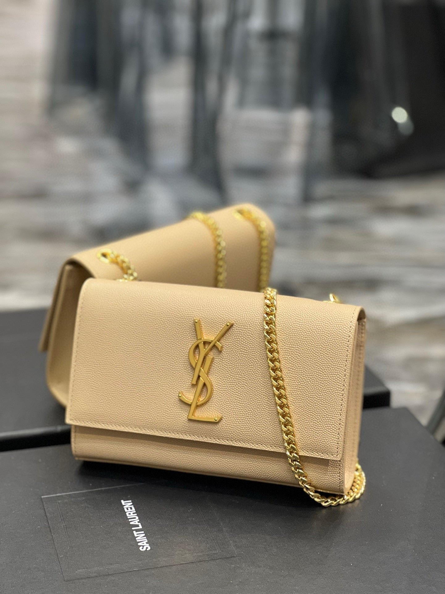 {Style No: R2HIZ1O3} KATE SMALL TASSEL BAG IN SATIN BEIGE - Image 2