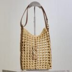 {Style No: JBZ48KC4} OXALIS 25 IN RAFFIA CROCHET AND LEATHER VINTAGE BROWN