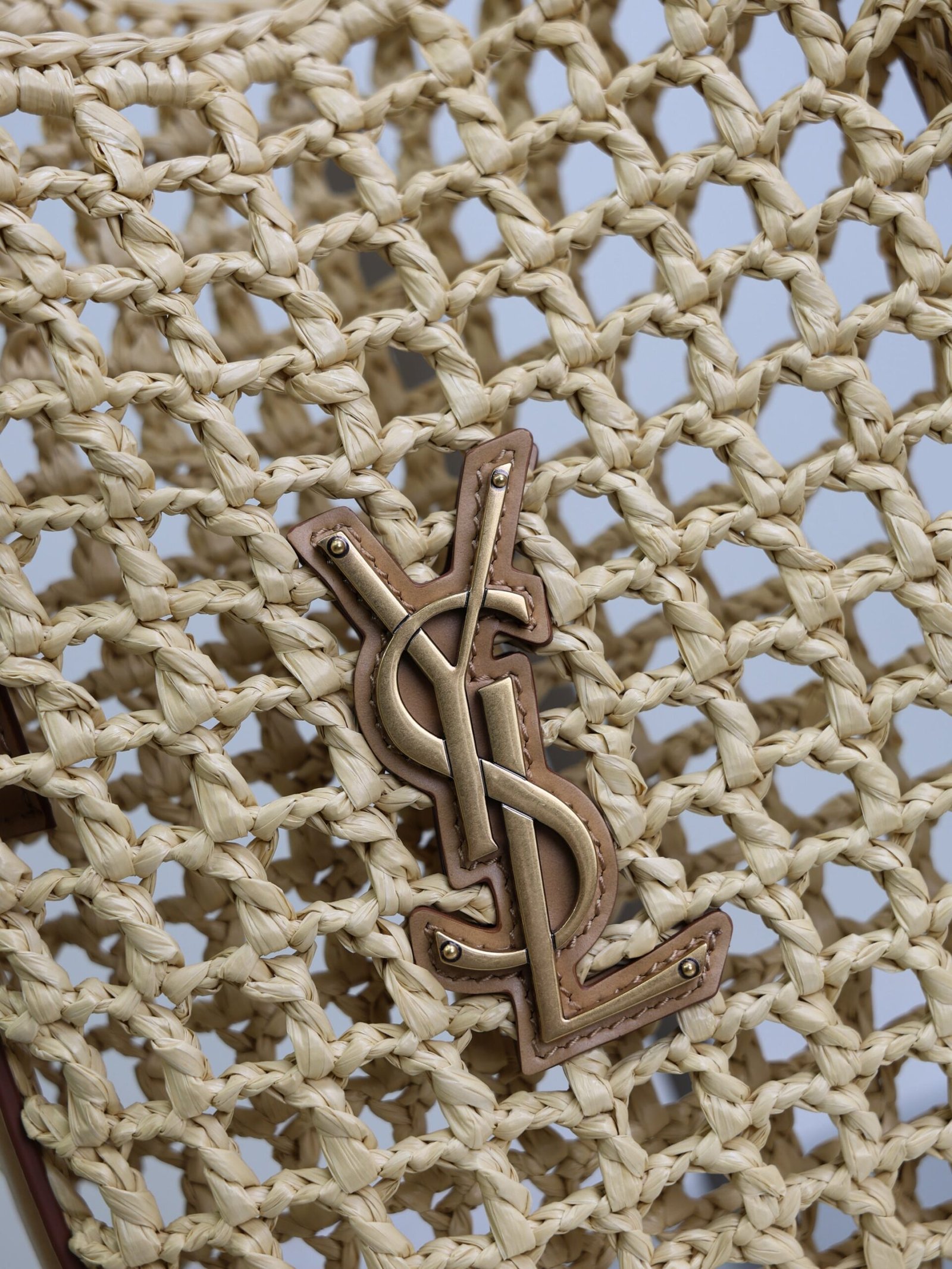 {Style No: JBZ48KC4} OXALIS 25 IN RAFFIA CROCHET AND LEATHER VINTAGE BROWN - Image 8