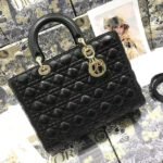 {Style No: RU9AKTRB} LARGE 32 LADY BAG IN BLACK LAMBSKIN WITH GOLD HARDWARE