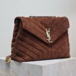 {Style No: KFTWZUGW} LOULOU 32 IN BROWN SUEDE CALFSKIN GOLD HARDWARE