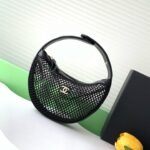 {Style No: 3K1UWWCY} CC 25S POUCH IN BLACK LAMBSKIN WITH MESH GOLD HARDWARE