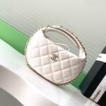 {Style No: PBQ2BZF9} MINI HOBO BAG 16 IN WHITE LAMBSKIN