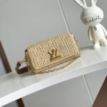 {Style No: MMRH7XAA} LV SHOULDER BAG 24 IN BEIGE WOVEN RAFFIA GOLD HARDWARE