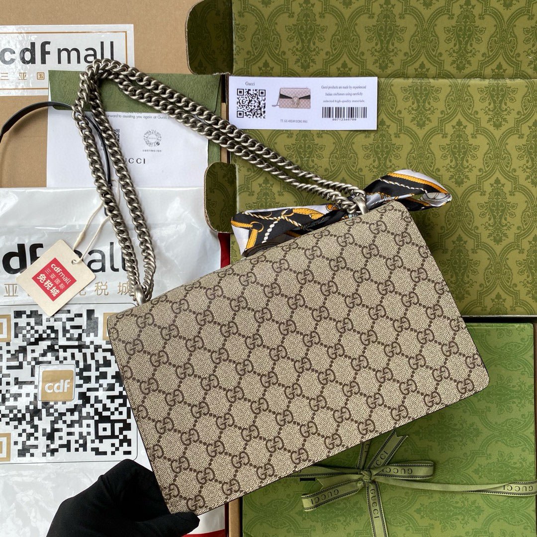 {Style No: S1558VX6} GG DIONYSUS SHOULDER BAG IN BEIGE CANVAS SILVER HARDWARE - Image 9