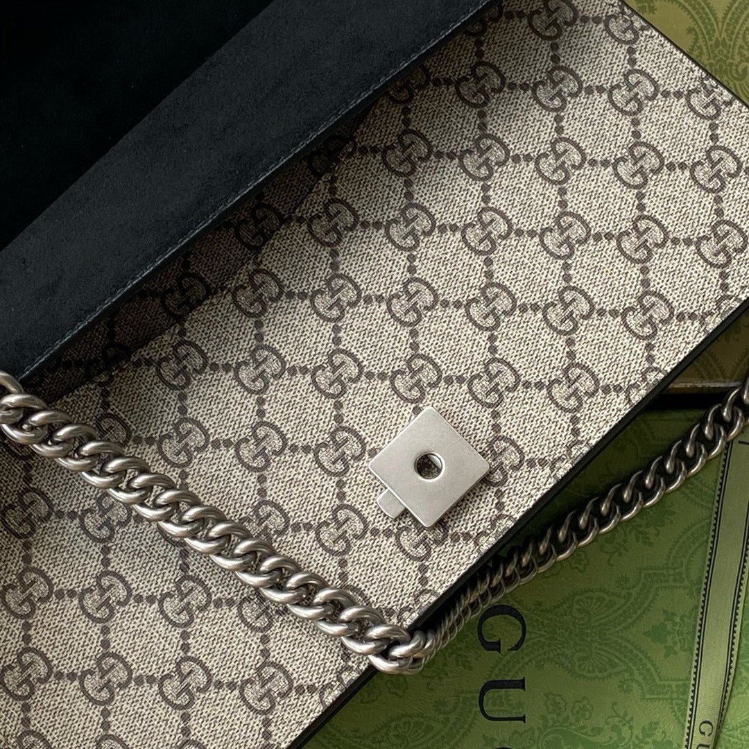 {Style No: S1558VX6} GG DIONYSUS SHOULDER BAG IN BEIGE CANVAS SILVER HARDWARE - Image 3