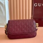 {Style No: W7LYG36E} GG SHOULDER BAG 20 IN BURGUNDY RED EMBOSSED CALFSKIN