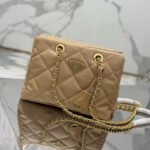 {Style No: H978ZWN3} PRADA QUILTED SHOULDER BAG 25 IN LIGHT BROWN CALFSKIN