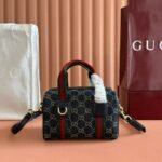 {Style No: F9JL4L6J} GG TOP HANDLE BAG 20 IN DARK BLUE DENIM MIX CALFSKIN