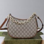 {Style No: CAE8KBNM} GG SHOULDER BAG 25 IN DARK BEIGE MONOGRAM CANVAS MIX CALFSKIN