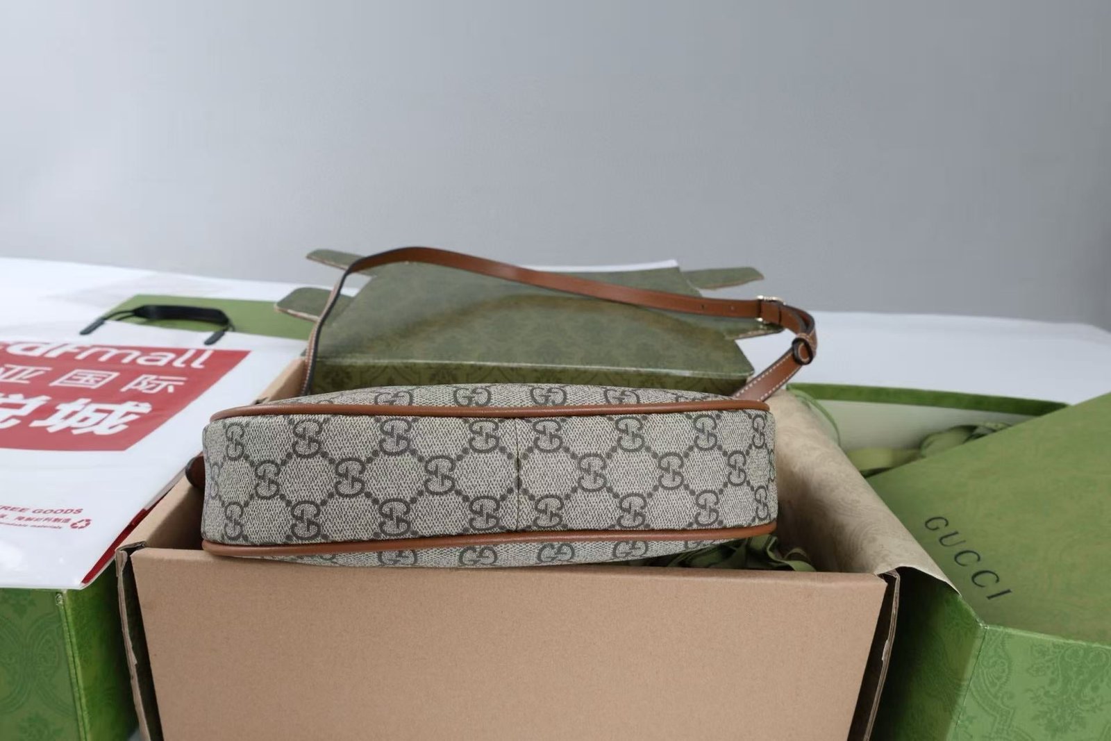 {Style No: CAE8KBNM} GG SHOULDER BAG 25 IN DARK BEIGE MONOGRAM CANVAS MIX CALFSKIN - Image 8