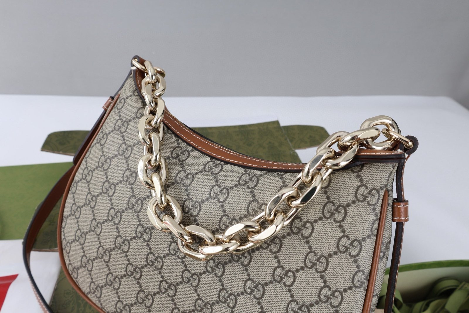 {Style No: CAE8KBNM} GG SHOULDER BAG 25 IN DARK BEIGE MONOGRAM CANVAS MIX CALFSKIN - Image 7