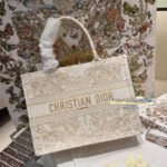 {Style No: EEXS9NTN} CD BOOK TOTE BAG 36 IN IVORY BEIGE EMBROIDERED CANVAS