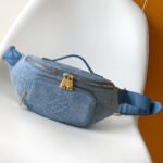 {Style No: BNKXRIFV} LV 25S RUSH BUMBAG 30 IN BLUE CANVAS DAMIER DENIM