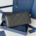 {Style No: MXTUQ1SM} DIOR 25S LONG VERTICAL ZIPPED WALLET 19 IN BLACK CALFSKIN SILVER HARDWARE