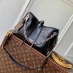 {Style No: QNTFPL9L} CARRYALL CARGO VIBE BB 26 IN BLACK LAMBSKIN BORWN MONOGRAM TAG