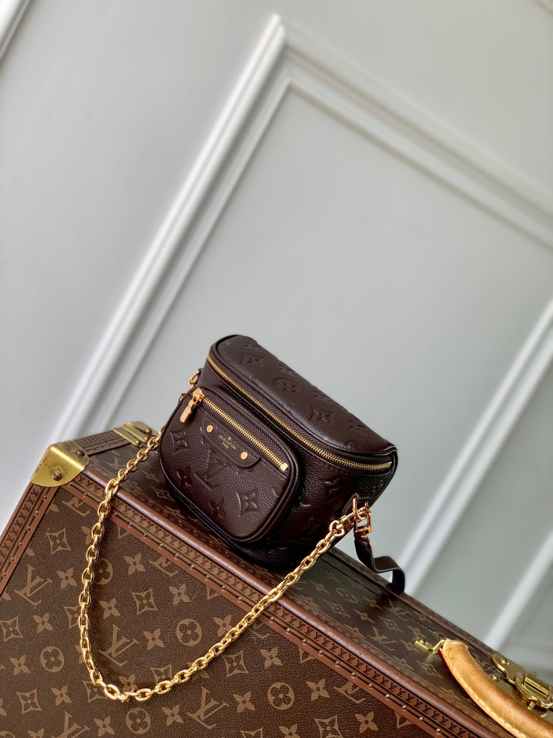 {Style No: C4376BH4} MINI BUMBAG 17 IN DARK BROWN MONOGRAM EMBOSSED LOGO CALFSKIN - Image 2