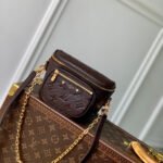 {Style No: C4376BH4} MINI BUMBAG 17 IN DARK BROWN MONOGRAM EMBOSSED LOGO CALFSKIN