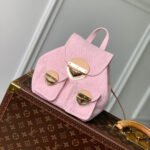 {Style No: KWMDS5DP} VENICE BACKPACK 24 IN PINK MONOGRAM DENIM GOLD HARDWARE