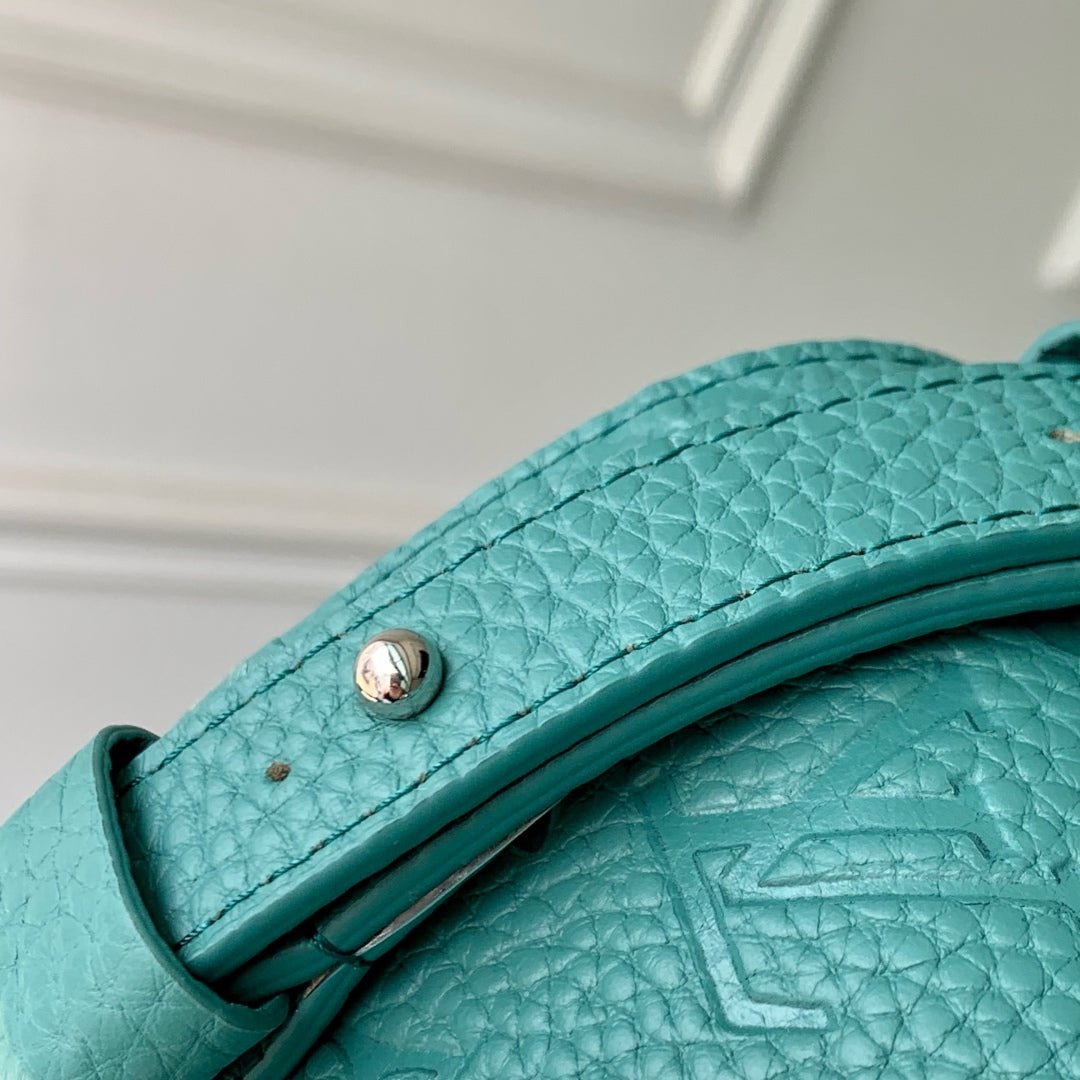 {Style No: V6T68G8I} STEAMER WEARABLE WALLET 18 IN TEAL GREEN MONOGRAM TAURILLON CALFSKIN - Image 6