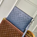 {Style No: EMJE6OSJ} POCHETTE TOGO 30 IN DARK BLUE MONOGRAM ECLIPSE CALFSKIN EMBOSSED LOGO