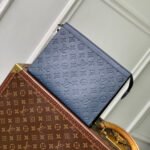 {Style No: 3NVLE61T} POCHETTE VOYAGE 27 IN DARK BLUE MONOGRAM ECLIPSE CALFSKIN EMBOSSED LOGO