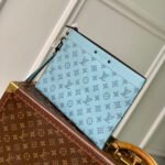 {Style No: T8CR2WN8} POCHETTE TO GO 30 IN SKY BLUE MONOGRAM SHADOW CALFSKIN EMBOSSED LOGO