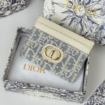 {Style No: YVBLDMXO} DIOR 25S 30 MONTAIGNE CARD HOLDER 10 IN IVORY OBLIQUE JACQUARD CANVAS