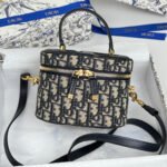 {Style No: IKF6OCNR} DIOR 25S CD SIGNATURE VANITY 16 IN BLUE DIOR OBLIQUE JACQUARD CANVAS