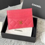 {Style No: SM8VCHNC} CHANEL 25S CARD HOLDER 11 IN WATERMELON CAVIAR GOLD HARDWARE