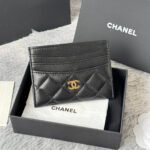 {Style No: 7L1LWMTN} CHANEL 25S CARD HOLDER 11 IN BLACK LAMBSKIN GOLD HARDWARE